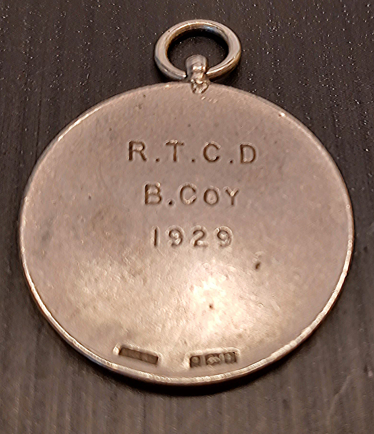 SILVER 1929 R.TC.D. TUG OF WAR MEDAL AWARDED TO B COY - Image 2 of 2