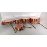 5 FRENCH LINED COPPER PANS