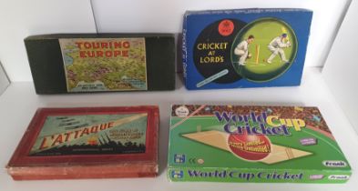VINTAGE BOARD GAMES TOURING EUROPE, CRICKET AT LORDS, L'ATTAQUE, WORLD CUP CRICKET