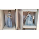 2 LLADRO FIGURES BOXED 06275 CHIQUITINA SALUDO ROSE AND 05604 NINA CON ROMO DE FLORES SPRING TOKEN