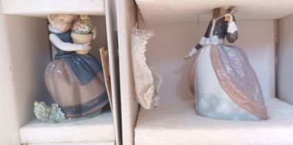 2 LLADRO BOXED FIGURES 05211 DAMA SOMBRILLA EN ALTO & 05223 LINDA CON MACETA