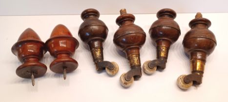 FURNITURE FEET ON WHEELS AND FINIALS