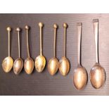 2 SILVER 1954 TEASPOONS, AND 6 COFFEE SPOONS INSCRIBED ITALY