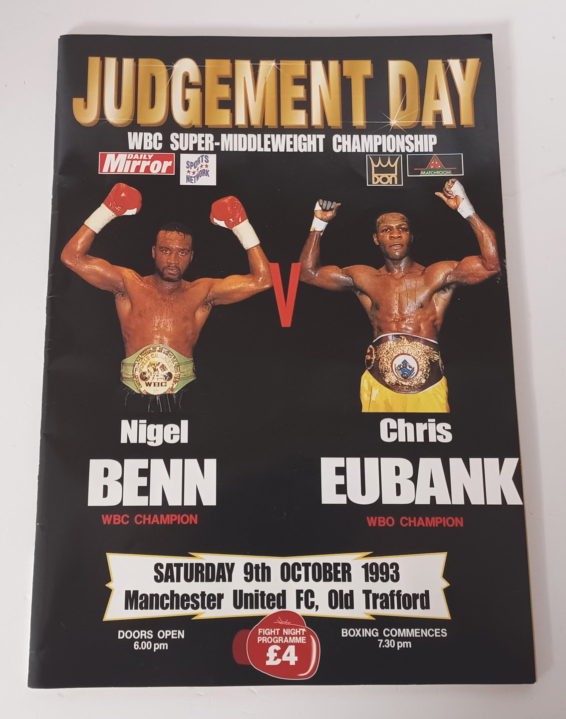 SPORT - BOXING PROGRAMME BENN V EUBANK 1993 JUDGEMENT DAY OLD TRAFFORD