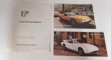 COLLECTION OF 3 LOTUS CAR SALES BROCHURES FROM THE 1970's