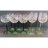 SET OF 6 AND 4 GREEN STEM GLASSES