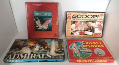 VINTAGE BOARD GAMES RICH UNCLE, SCOOP, ADMIRALS, CRICKET AT LORDS