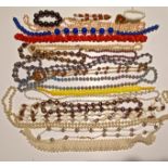 BAG OF BEADED NECKLACES AND BRACELETS