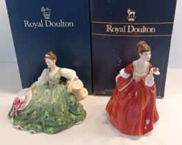 2 ROYAL DOULTON LADIES FIGURINES BOXED - HN2474 ELYSE AND HN3970 FLOWER OF LOVE 