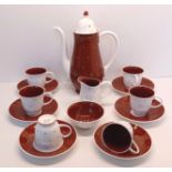 SUSIE COOPER COFFEE SET 15 PIECES WITH RED SPOTS