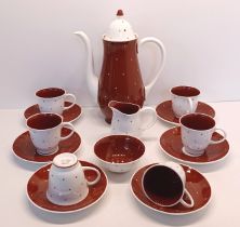 SUSIE COOPER COFFEE SET 15 PIECES WITH RED SPOTS