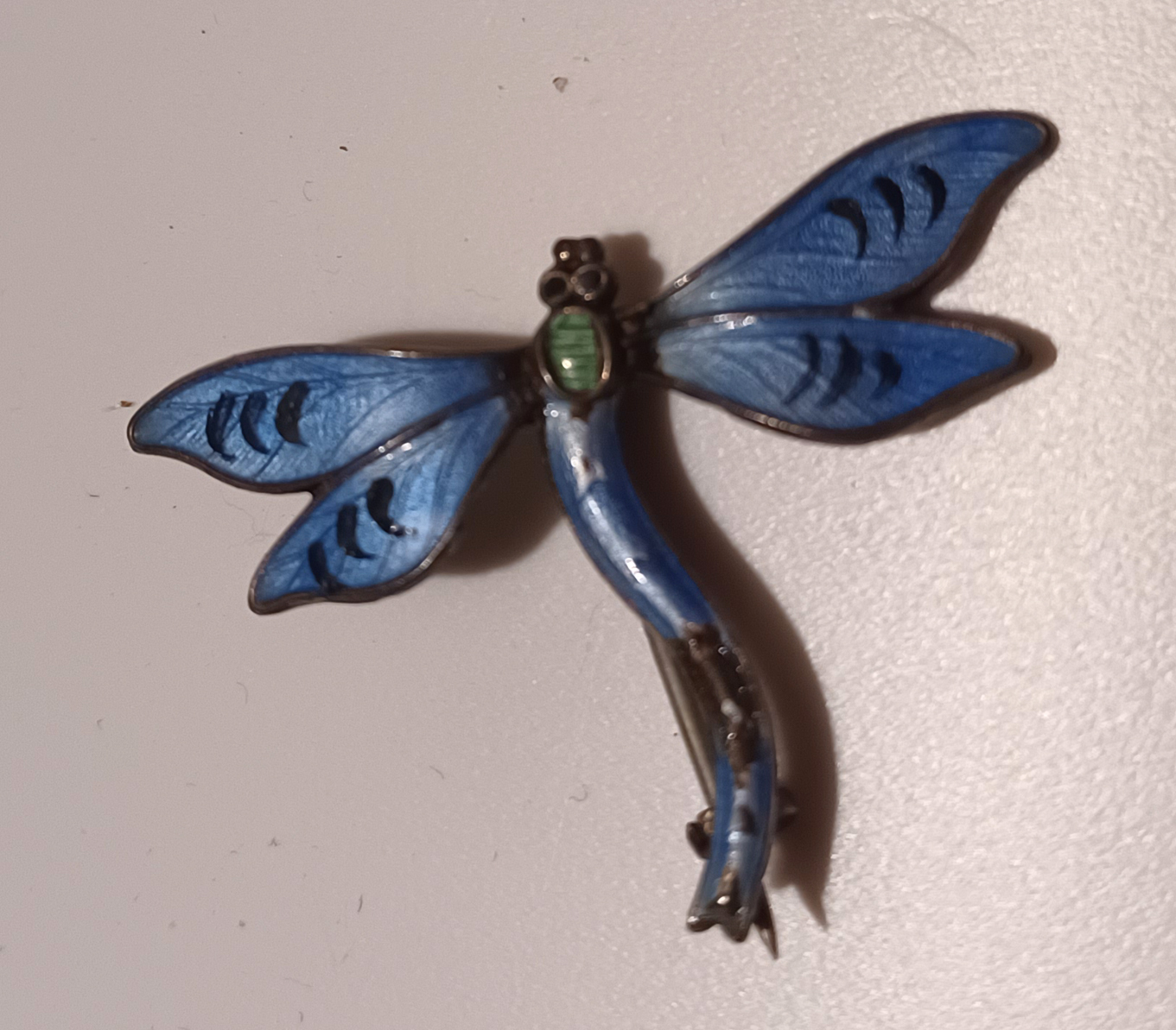 SILVER AND ENAMEL DRAGONFLY AF, 2 BLACKPOOL ENAMEL BROOCHES AND AYNSLEY FLOWER PIN BROOCH - Image 2 of 3