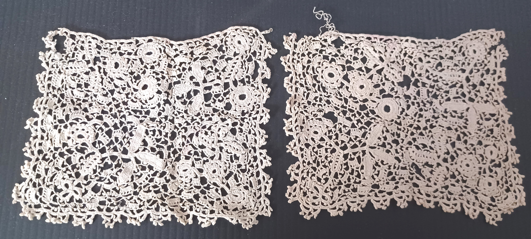 TWO GEORGIAN EARLY VICTORIAN LACEWORKS 12CM X 10CM 