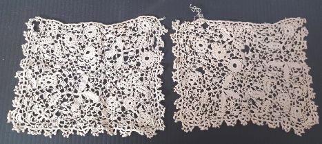 TWO GEORGIAN EARLY VICTORIAN LACEWORKS 12CM X 10CM