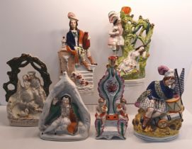 6 STAFFORDSHIRE FLATBACKS INC ADAM & EVE TALLEST 13"