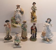 6 STAFFORDSHIRE FIGURES INC AUTUMN & HAMLET, & AN OLD COUNTRY WAYS THE MILKMAID