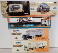 TEKNO 1/50 CARLING TRUCK, 3 CORGI CLASSICS WHISKY COLLECTION AND FODEN GUINNESS TANKERS.