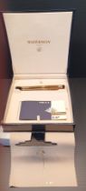 18CT PLATED WATERMAN 'NIGHT AND DAY' FOUNTAIN PEN SET COMPLETE UN-USED BROUGHT FROM HARRODS IN 2000.