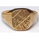9CT GOLD SIGNET RING SIZE Z 3.7g