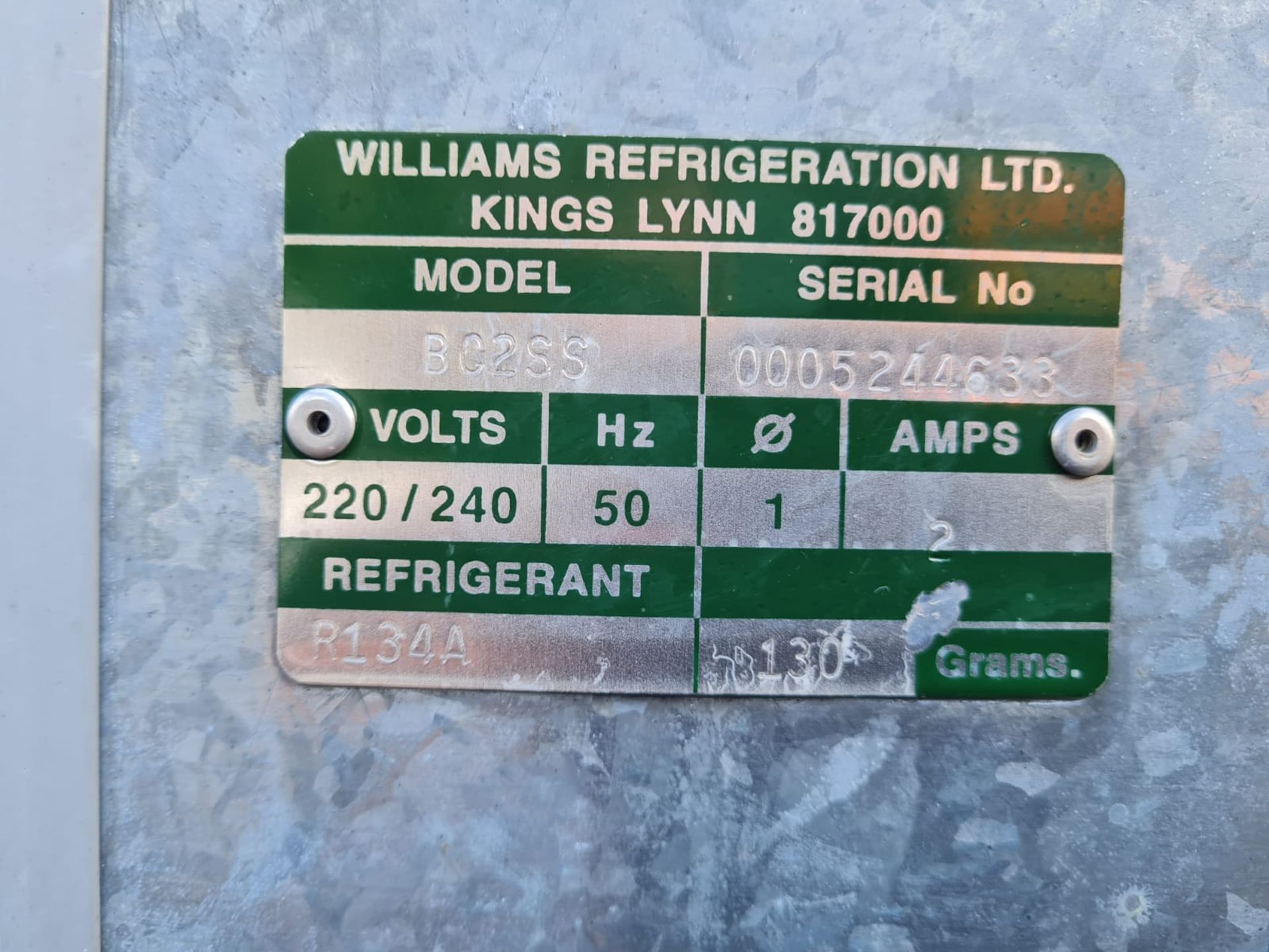 WILLIAMS COMMERCIAL FRIDGE 240V - NO RESERVE! *NO VAT* - Image 6 of 6