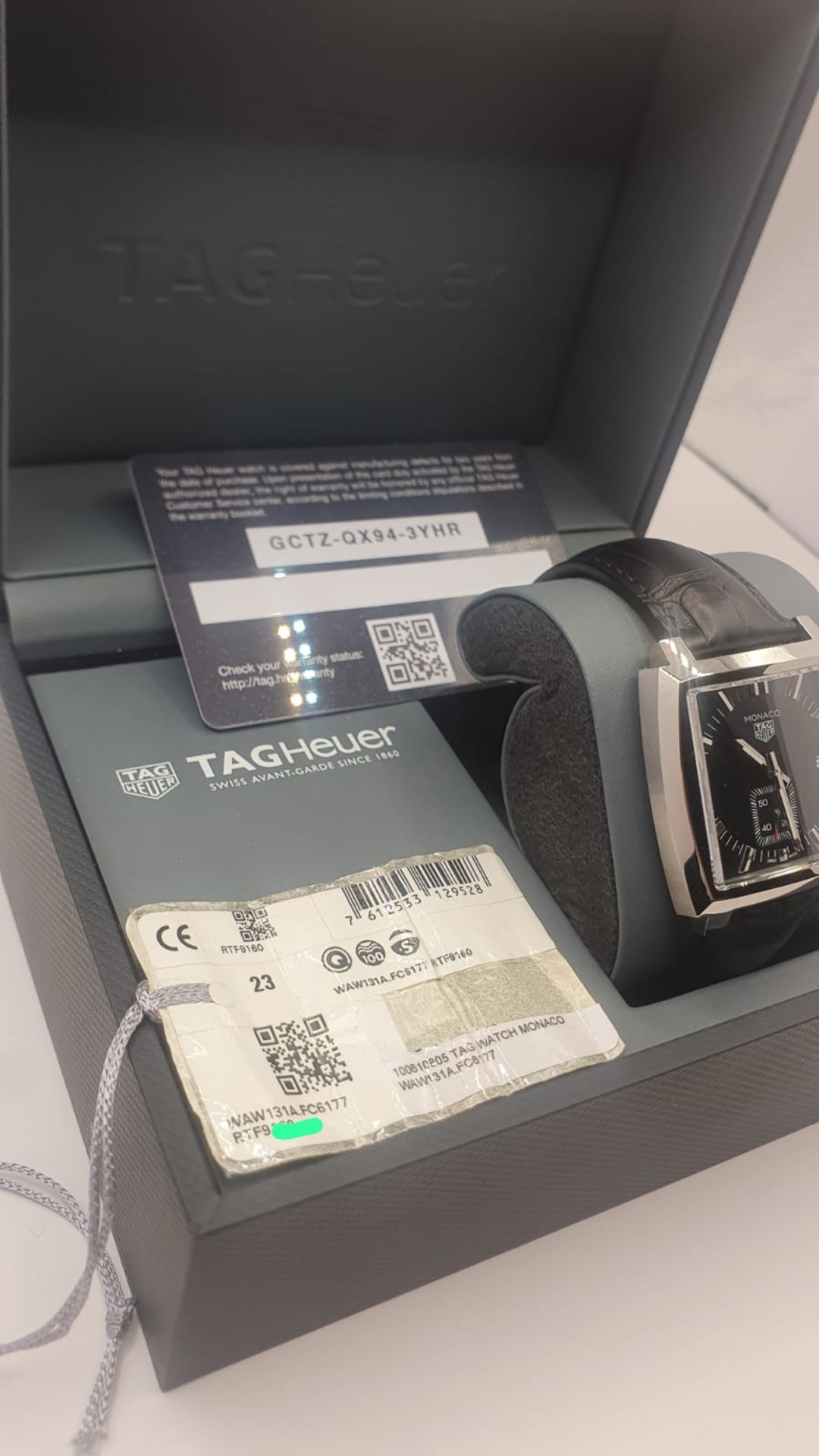 TAG HEUER MONACO MENS BLACK WATCH WITH BOX & GUARANTEE CARD NO VAT - Image 12 of 13