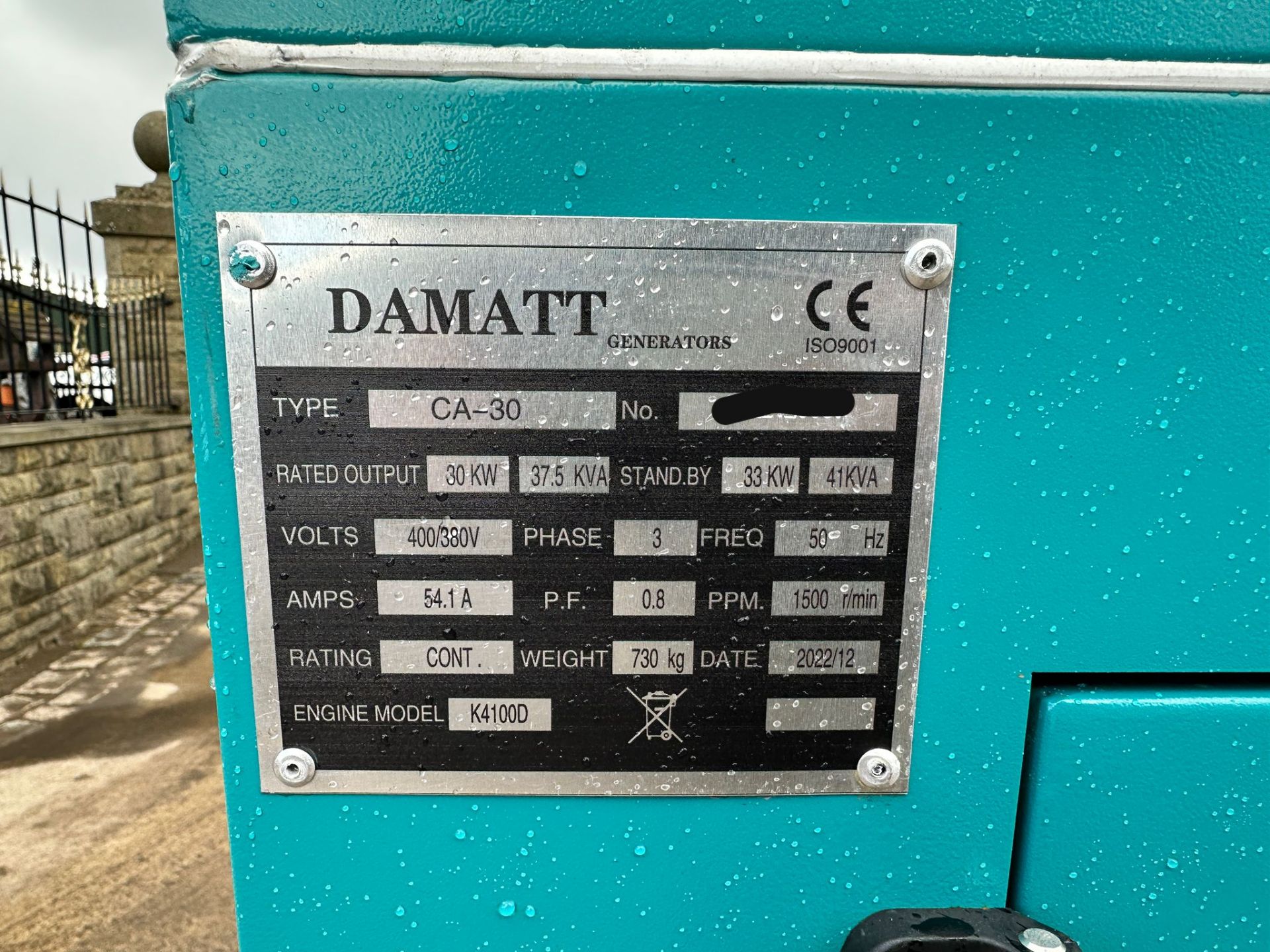 NEW/UNUSED DAMATT 41KVA DIESEL SILENT GENERATOR *PLUS VAT* - Image 10 of 13