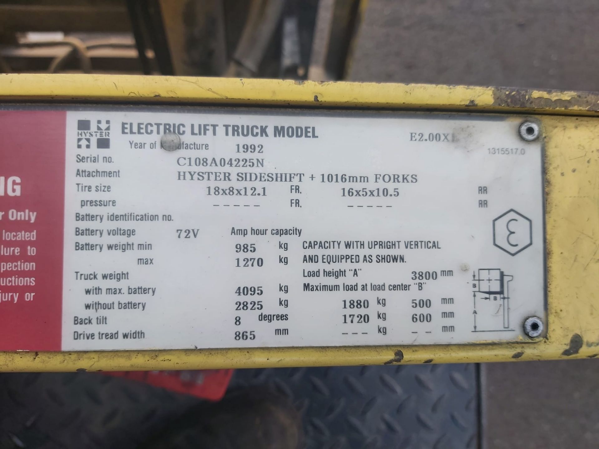 HYSTER 2T Forklift Electric *PLUS VAT* - Image 10 of 13