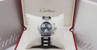 CARTIER CHRONOSCAPH MENS SWISS WATCH, STEEL & BLACK. *NO VAT*