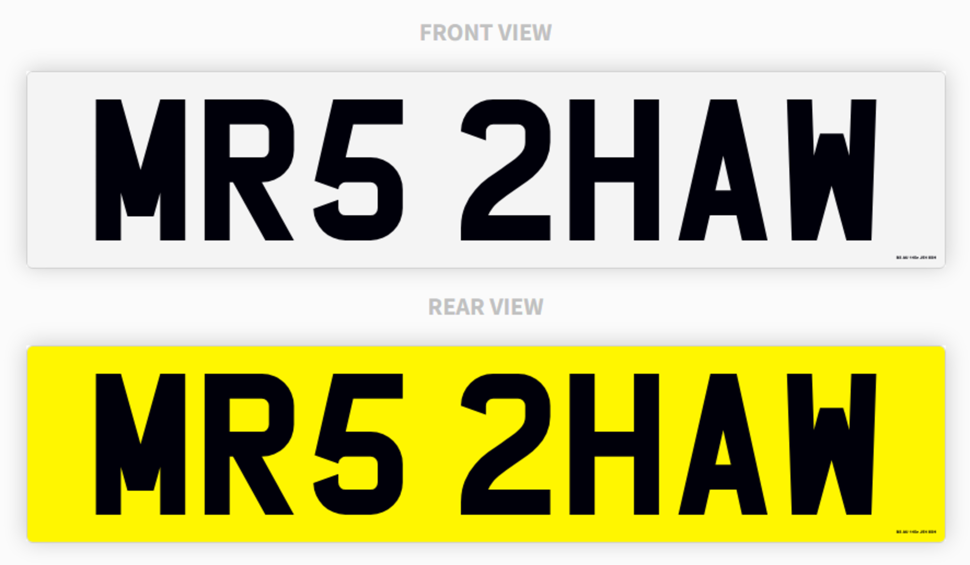 PRIVATE REGISTRATION "MR5 2HAW" *NO VAT*