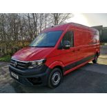 2019/19 REG VOLKSWAGEN CRAFTER CR35 STARTLINE TDI 2.0 DIESEL RED PANEL VAN, SHOWING 1 FORMER KEEPER