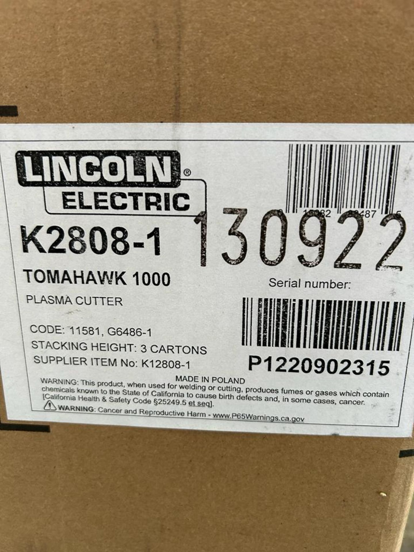 Lincoln Electric K2808-1 Tomahawk 1000 Plasma Cutter *PLUS VAT* - Image 3 of 3