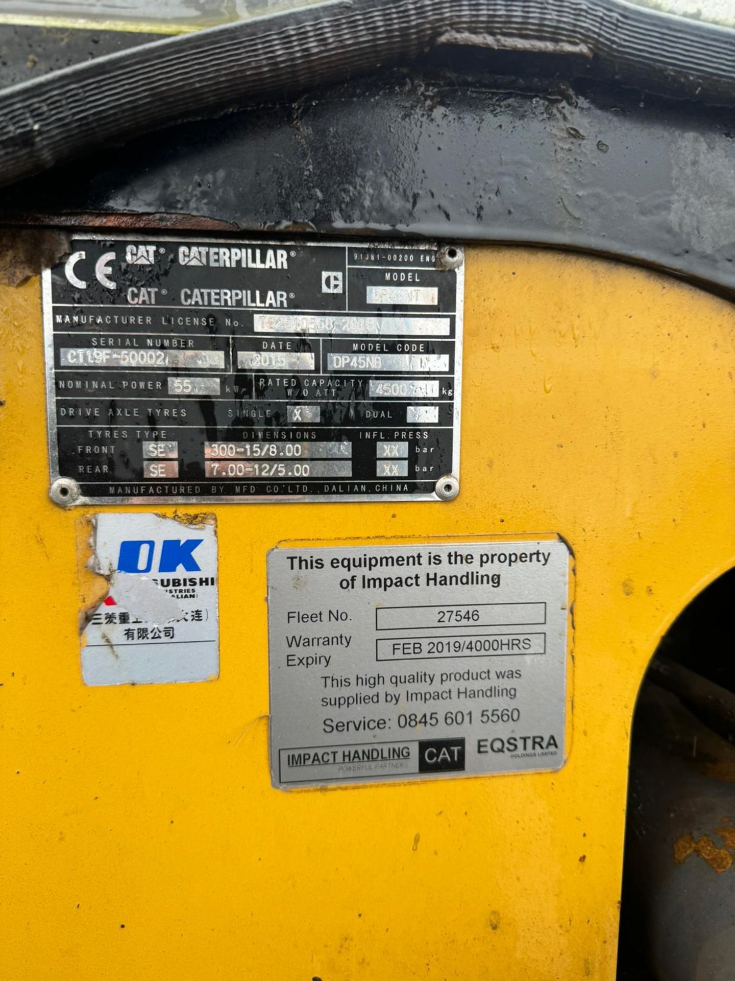 2015/65 CATERPILLAR DP45NT 4.5 TON DIESEL FORKLIFT *PLUS VAT* - Image 17 of 17