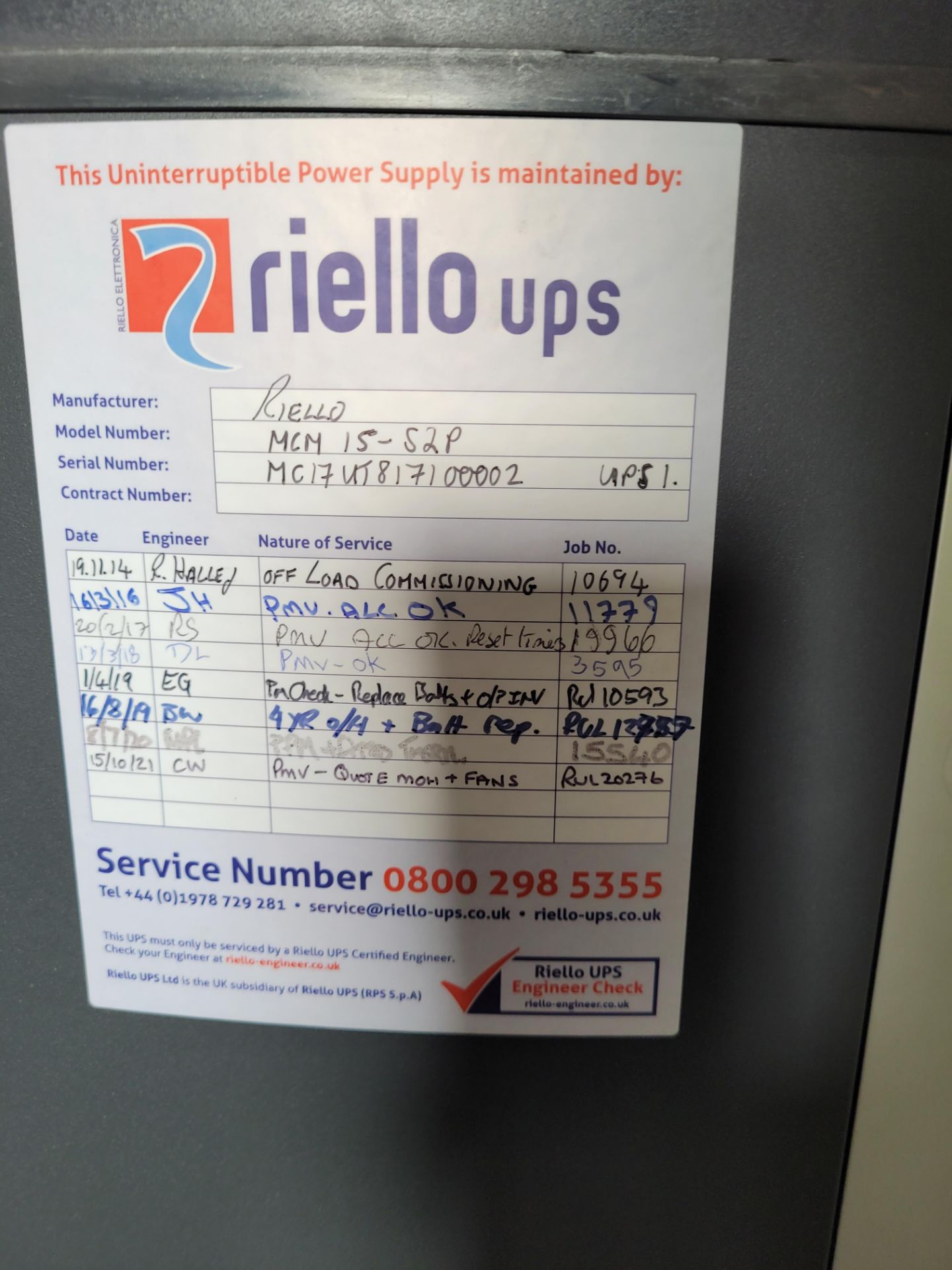 15 kVA Uninterruptible Power Supply (UPS), Riello MCM 15-52P - NO RESERVE *PLUS VAT* - Image 7 of 8