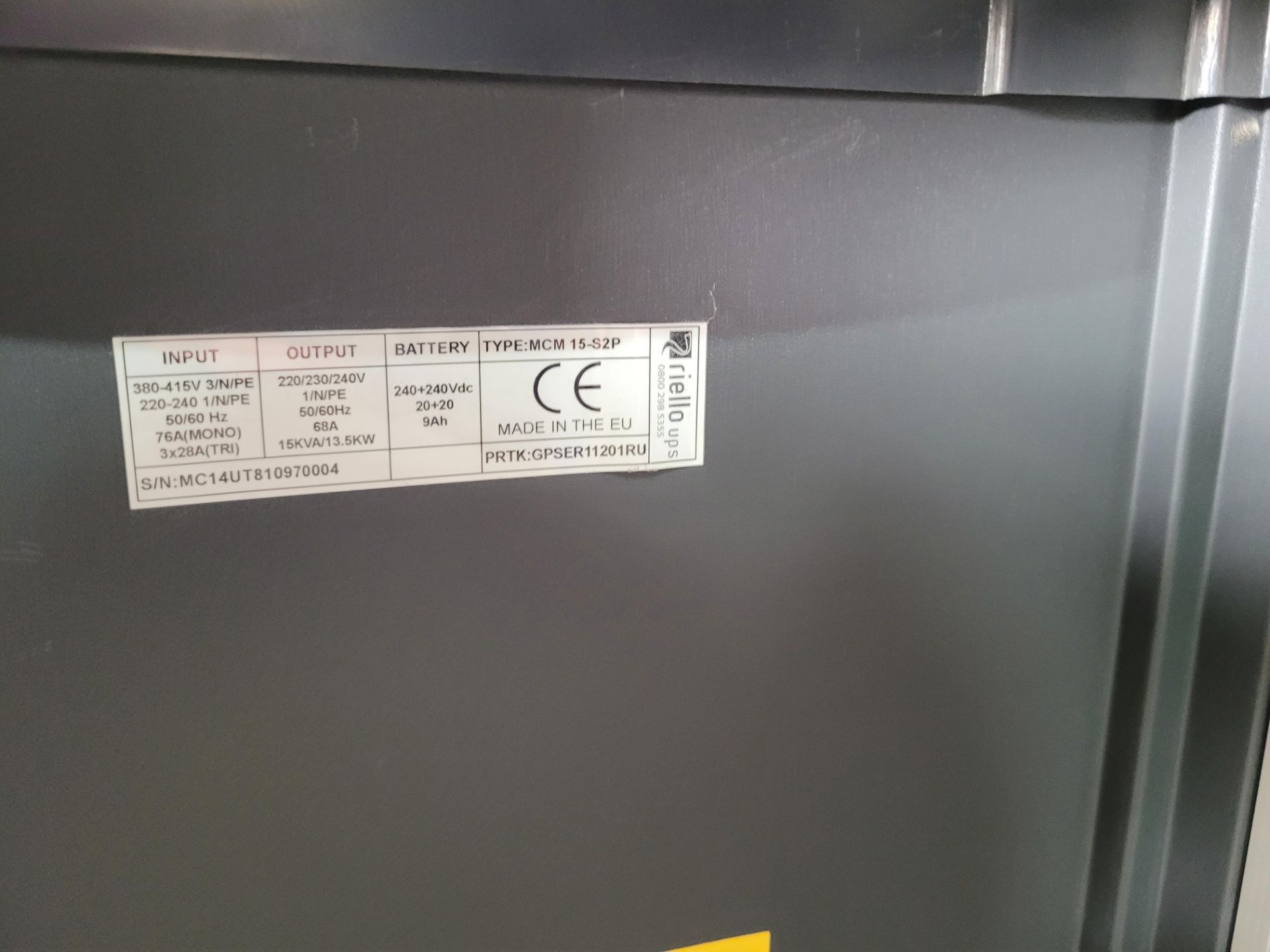 15 kVA Uninterruptible Power Supply (UPS), Riello MCM 15-52P - NO RESERVE *PLUS VAT* - Image 8 of 8