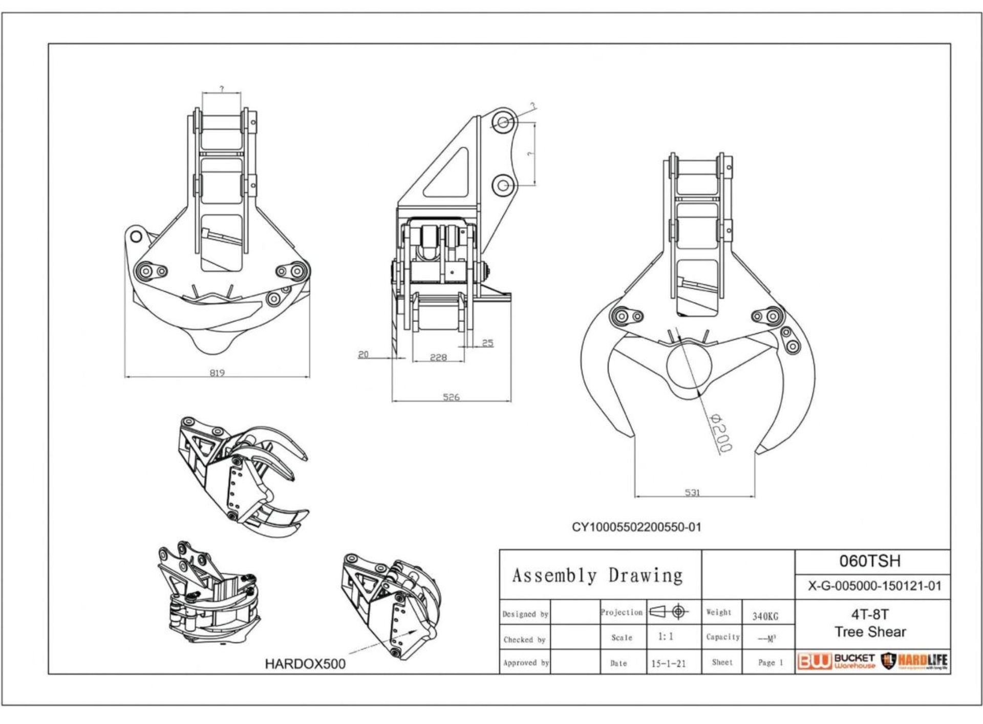 NEW/UNUSED 2023 HARDLIFE 060-TSH-NL HYDRAULIC TREE SHEAR *PLUS VAT* - Image 2 of 2