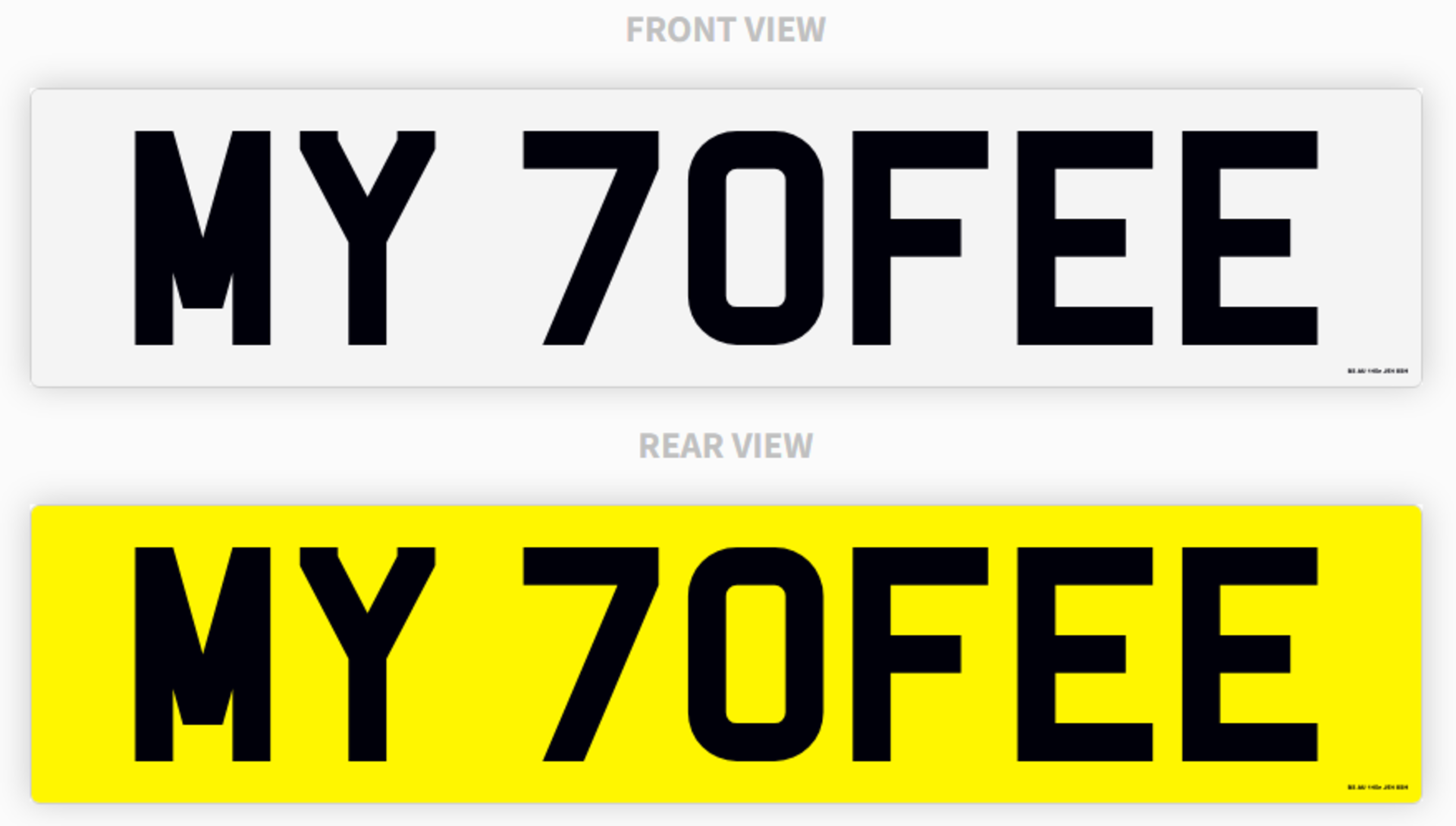 PRIVATE REGISTRATION "MY 70FEE" *NO VAT*