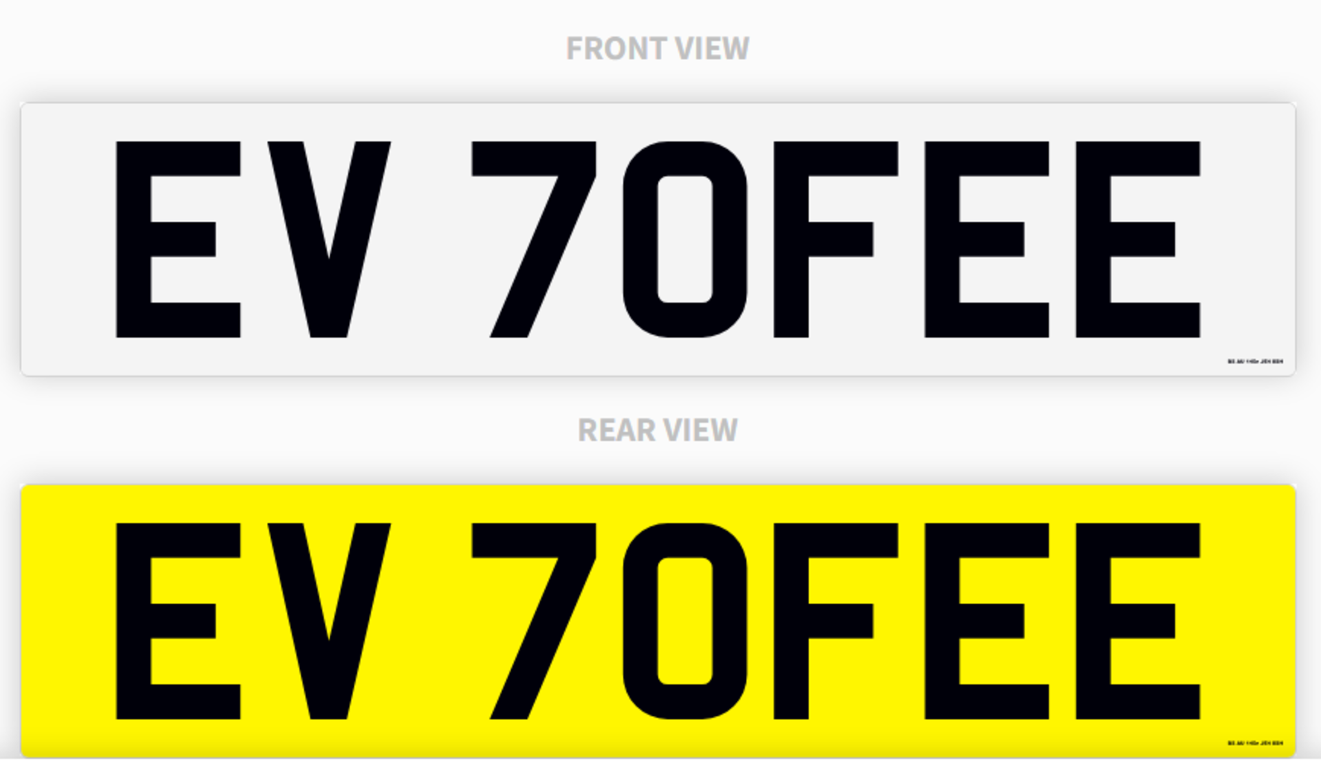 PRIVATE REGISTRATION "EV 70FEE" *NO VAT*