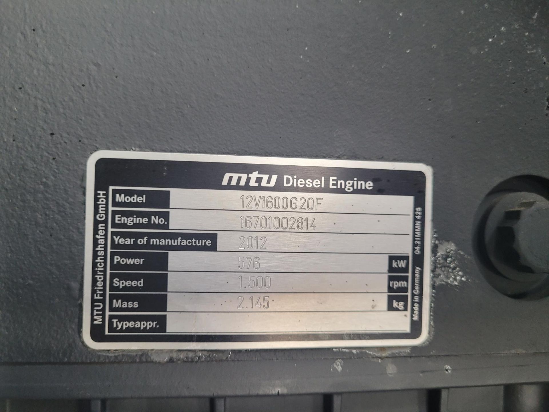 2012 Elcos 680 kVA MTU Containerised Silent Diesel Generator *PLUS VAT* - Image 6 of 6