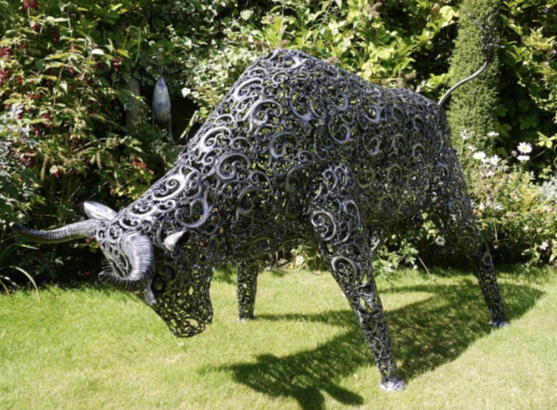 Large Garden Statue of a RUSTY BULL