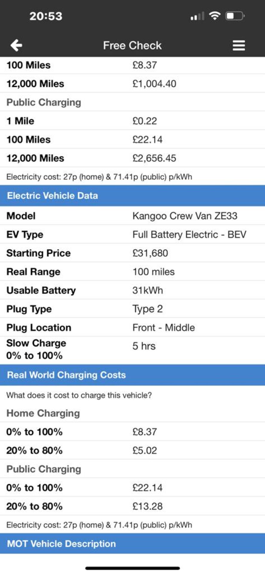 2020 RENAULT KANGOO BUSINESS ML20 I ZE 33 WHITE ELECTRIC PANEL VAN *NO VAT* - Image 14 of 16