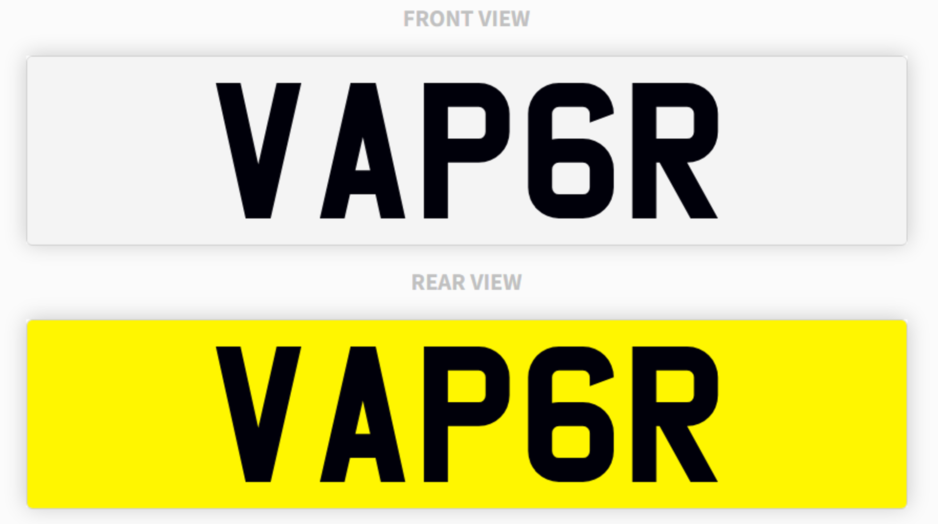 PRIVATE REGISTRATION "VAP6R" *NO VAT*