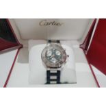 CARTIER CHRONOSCAPH MENS SWISS WATCH, STEEL & BLACK. *NO VAT*