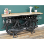 MOTORBIKE THEMED BAR TOP / COUNTER WITH WINE RACK AND GLASS HANGERS *PLUS VAT*