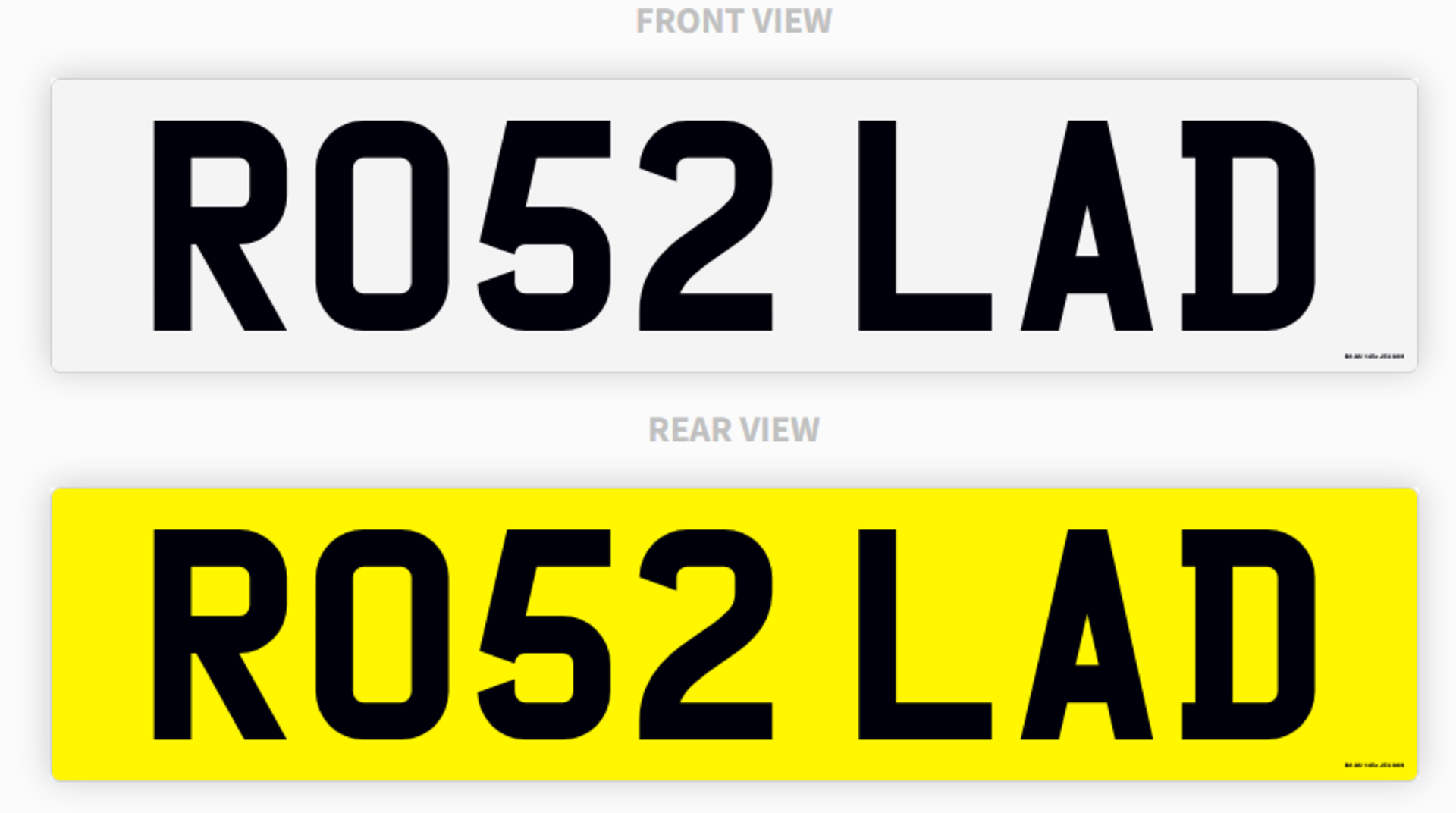 PRIVATE REGISTRATION "RO52 LAD" *NO VAT*