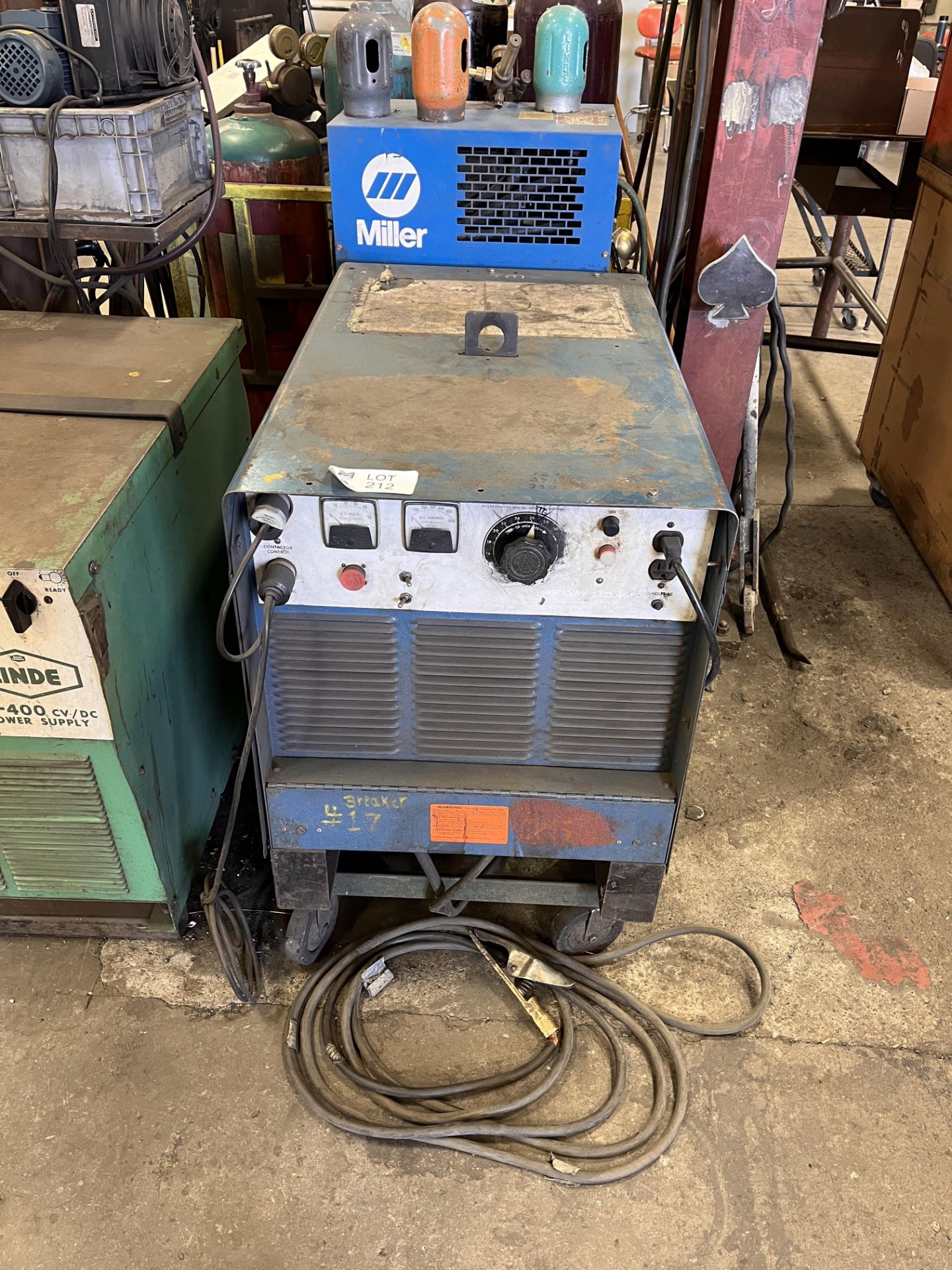 Miller Welder with Yellow Arm and Miller Wire Feed
