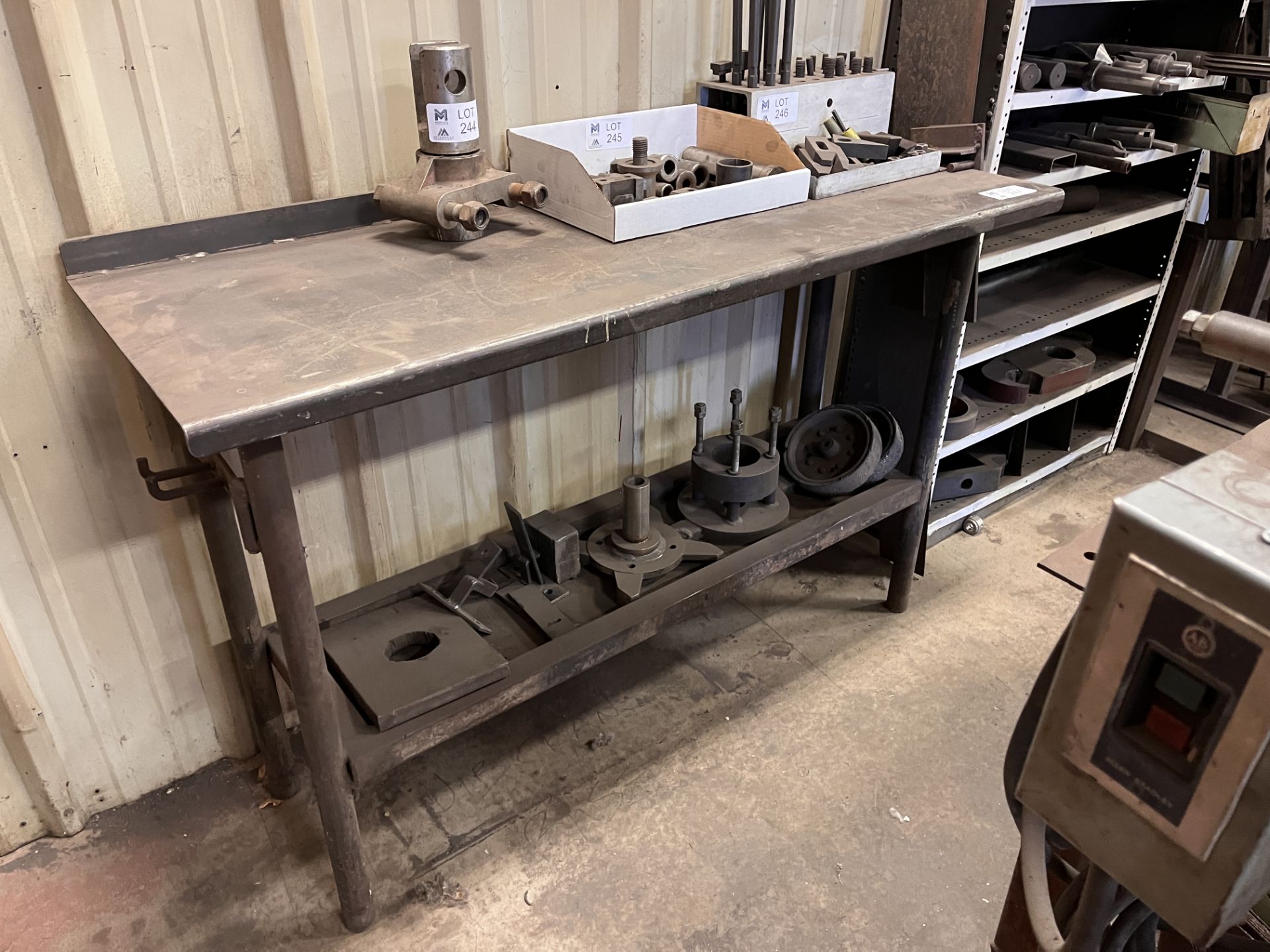 Metal Bench with items on bottom Shelf included