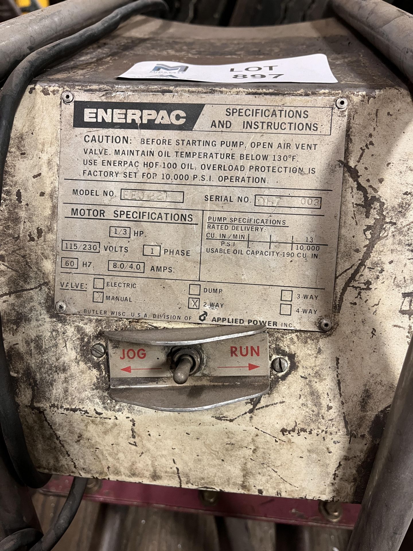 Enterpac Hydraulic Pump - Image 2 of 4