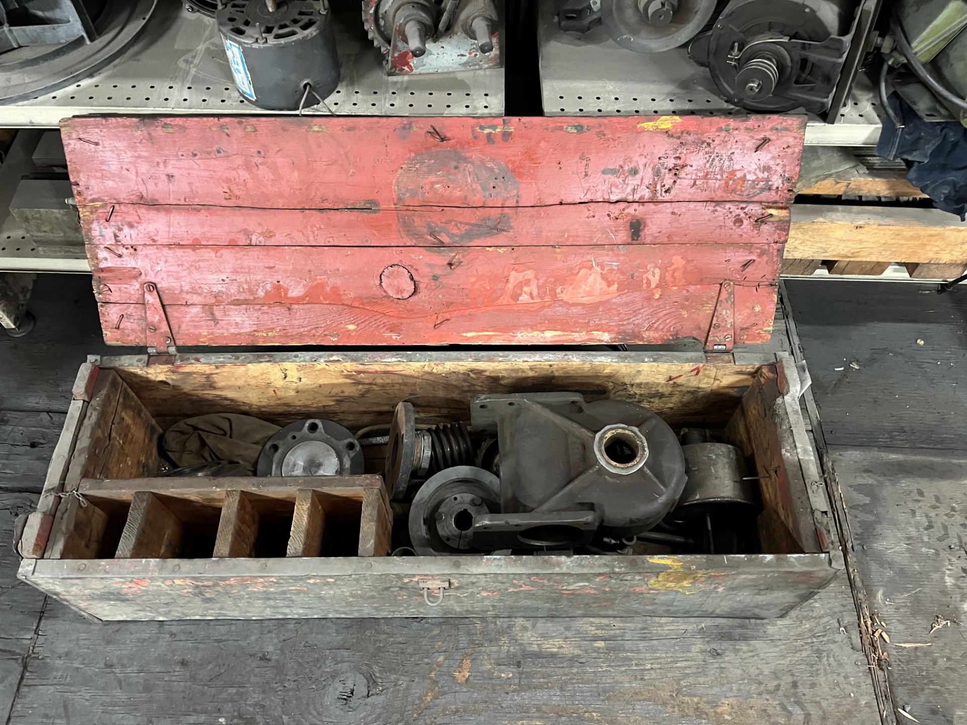 Wooden Crate with Hydraulic Parts