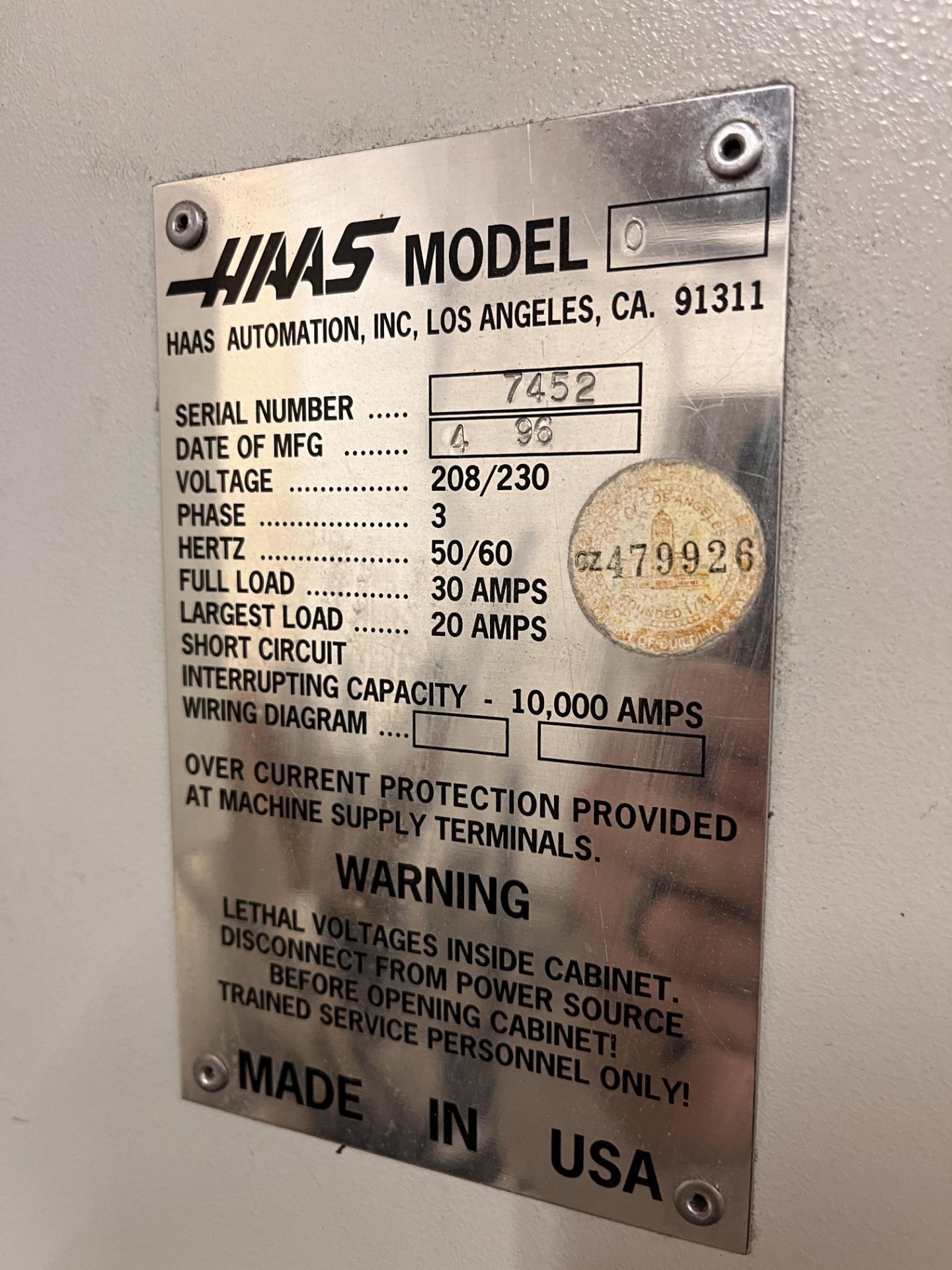 1996 Haas VFO CNC Vertical Machining Center - Image 10 of 13
