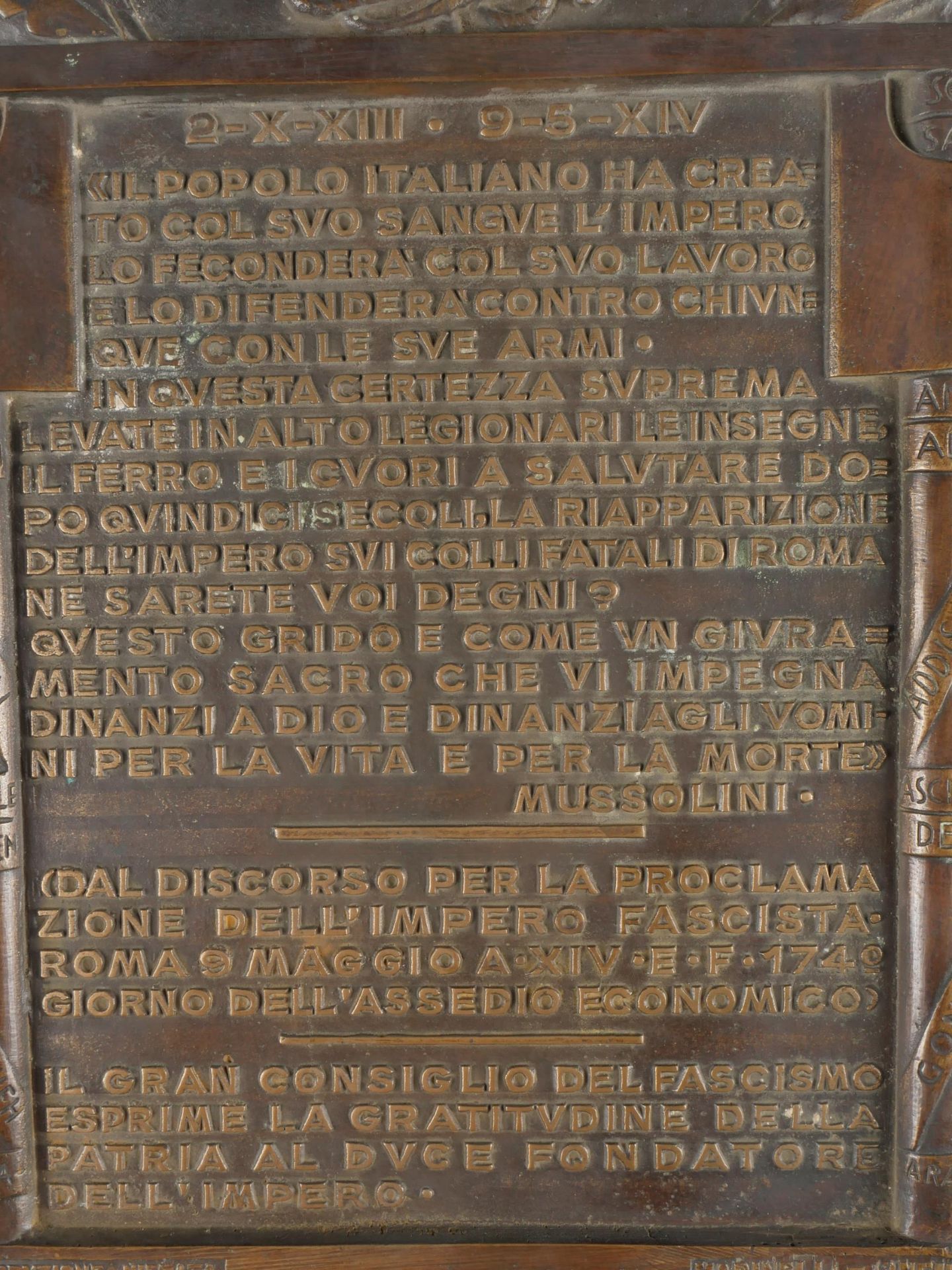 Plaque commemorative de la creation de lEmpire italien en 1935. Plaque commemorating the creation o - Bild 3 aus 9